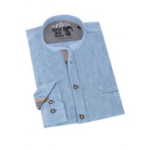 Trachtenhemd aus Leinen-Mix ~ hellblau ~ 38