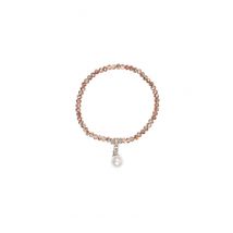 Kristallarmband mit Perlen-Anhänger verschiedenfarbig 008466 ~ taupe