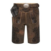 Lederhose kurz mit Gürtel braun-antik Boandlkramer 002789 ~ 52