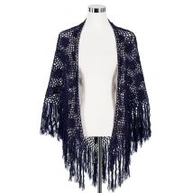 Poncho dunkelblau handgehäkelt 009930