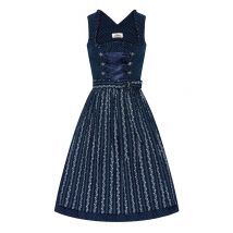Midi Dirndl 65 cm dunkelblau gepunktet 015619 ~ 32