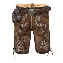 Lederhose kurz mit Gürtel tabak-rustikal Sonntag 001241 ~ 50