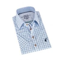 Trachtenhemd hellblau kariert (slim fit) ~ 46