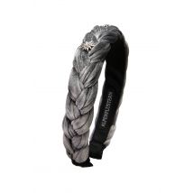 Samt Haarreif mit Strass-Edelweiß ~ grau