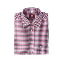 Trachtenhemd langarm rot dunkelgrün karo 008549 ~ 38