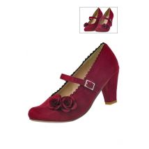 Pumps dunkelrot mit aufgesetzten Rosen 003877 ~ 42