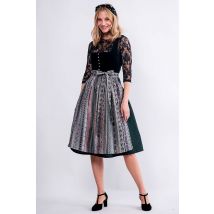 Midi Dirndl 70 cm schwarz dunkelgrün Samt Melinda 013230 ~ 32