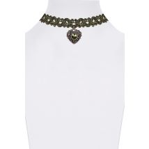 Kropfband geflochten mit Herzanhänger verschiedenfarbig 005756 ~ oliv