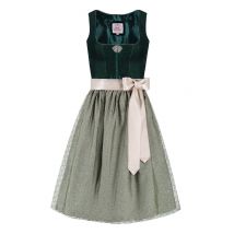 Midi Dirndl 65 cm dunkelgrün hellgrün Samt Greta 013914 ~ 34