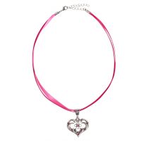 Collier in 11 Farben mit Herzgeweih und Svarowskisteinen 103573 ~ fuchsia