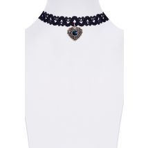 Kropfband geflochten mit Herzanhänger verschiedenfarbig 005756 ~ dunkelblau