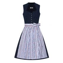 Mini Dirndl 60 cm dunkelblau geblümt weiß 015617 ~ 42