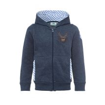 Kinder Kapuzen-Sweatjacke jeansblau mit Hirschstickerei Ruben 001579 ~ 104