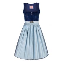 Midi Dirndl 70 cm dunkelblau hellblau Samt Pascal 015076 ~ 38