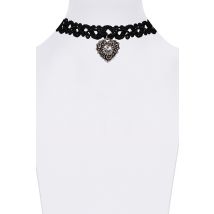 Kropfband geflochten mit Herzanhänger verschiedenfarbig 005756 ~ schwarz