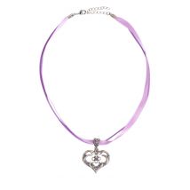 Collier in 11 Farben mit Herzgeweih und Svarowskisteinen 103573 ~ flieder