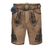 Lederhose kurz mit Gürtel eiche gespeckt Braumeister 007826 ~ 52