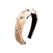 Samt Haarreif mit Strass-Edelweiß ~ beige