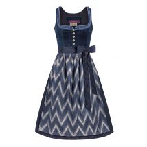 Midi Dirndl 70 cm blau grau Samt Amalia 015906 - limitiert ~ 38