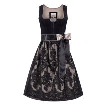 Midi Dirndl 65 cm schwarz taupe Samt Greta 014459 ~ 34