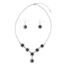 Schmuckset - Collier &amp; Ohranhänger 000160 ~ dunkelblau