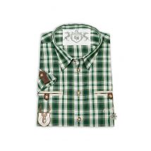 Trachtenhemd kurzarm grün kariert mit Stickerei Gregor 111960 ~ 4XL (49/50)
