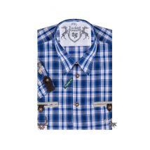 Trachtenhemd kurzarm dunkelblau kariert regular fit 111959 ~ 36