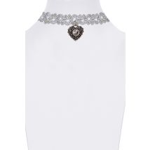 Kropfband geflochten mit Herzanhänger verschiedenfarbig 005756 ~ grau