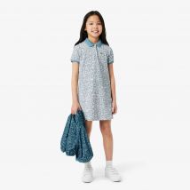 Lacoste - Robe polo coton imprimée - Couleur : Blanc / Bleu