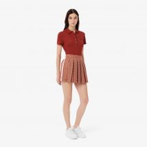 Lacoste - Jupe plissée jacquard monogramme - Couleur : Marron / Beige