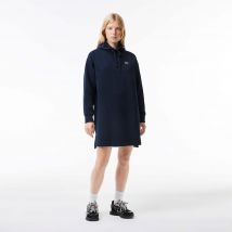 Lacoste - Robe sweatshirt à capuche en piqué double face - Couleur : Bleu Nuit
