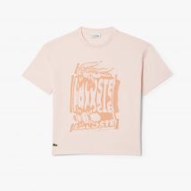 Lacoste - T-shirt coton imprimé - Couleur : Rose Angora