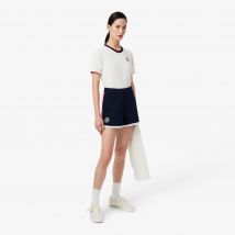 Lacoste - Short Tennis Héritage en Piqué stretch - Couleur : Bleu Marine / Blanc