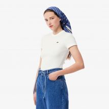 Lacoste - T-shirt slim fit coton côtelé - Couleur : Blanc