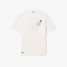 Lacoste - T-shirt en petit piqué avec motif brevet au dos - Couleur : Blanc