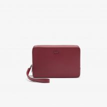 Lacoste - Trousse zippée Chantaco en cuir piqué - Couleur : Expresso
