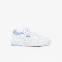 Lacoste - Sneakers Lineshot femme en cuir - Couleur : Blanc/bleu Clair