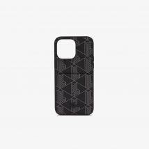 Lacoste - Coque iPhOne 14 Pro Max The Blend - Couleur : Monogram Noir Gris