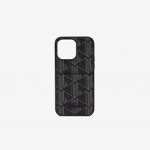 Lacoste - Coque iPhOne 14 Pro Max The Blend - Couleur : Monogram Noir Gris