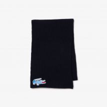 Lacoste - Écharpe en laine crocodile graphique - Couleur : Bleu Nuit