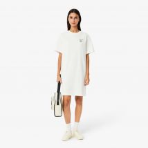 Lacoste - Robe t-shirt jersey oversize griffée - Couleur : Blanc