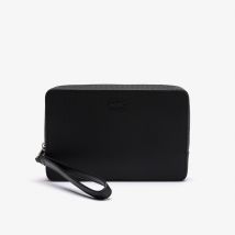 Lacoste - Trousse zippée Chantaco en cuir piqué - Couleur : Noir