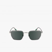 Lacoste - Lunettes Retro rectangulaire métal - Couleur : Gris Clair Transparent