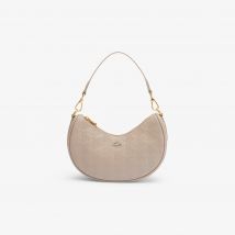 Lacoste - Sac lune Maheki en cuir embossé - Couleur : Simply Taupe