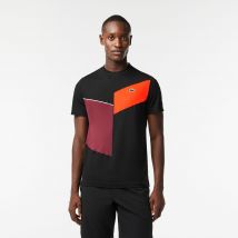Lacoste - T-shirt Tennis regular fit sans couture - Couleur : Noir / Orange / Bordeaux / Blanc