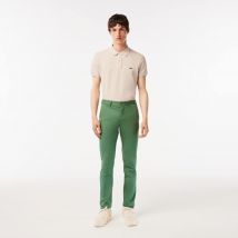 Lacoste - Pantalon chino slim fit en coton stretch - Couleur : Vert Kaki