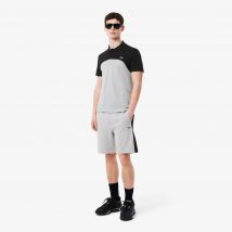 Lacoste - Short molleton de coton color-block - Couleur : Gris Chine / Noir