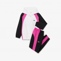 Lacoste - Survêtement Tennis taffetas diamanté léger - Couleur : Blanc / Rose / Noir