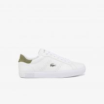 Lacoste - Sneakers Powercourt 2.0 homme en cuir - Couleur : Blanc/kaki