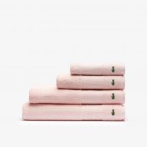 Lacoste - Serviette de bain L Lecroco - Couleur : White/pink